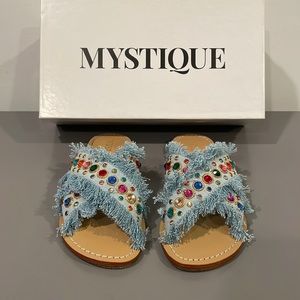 MYSTIQUE denim studded gem sandals